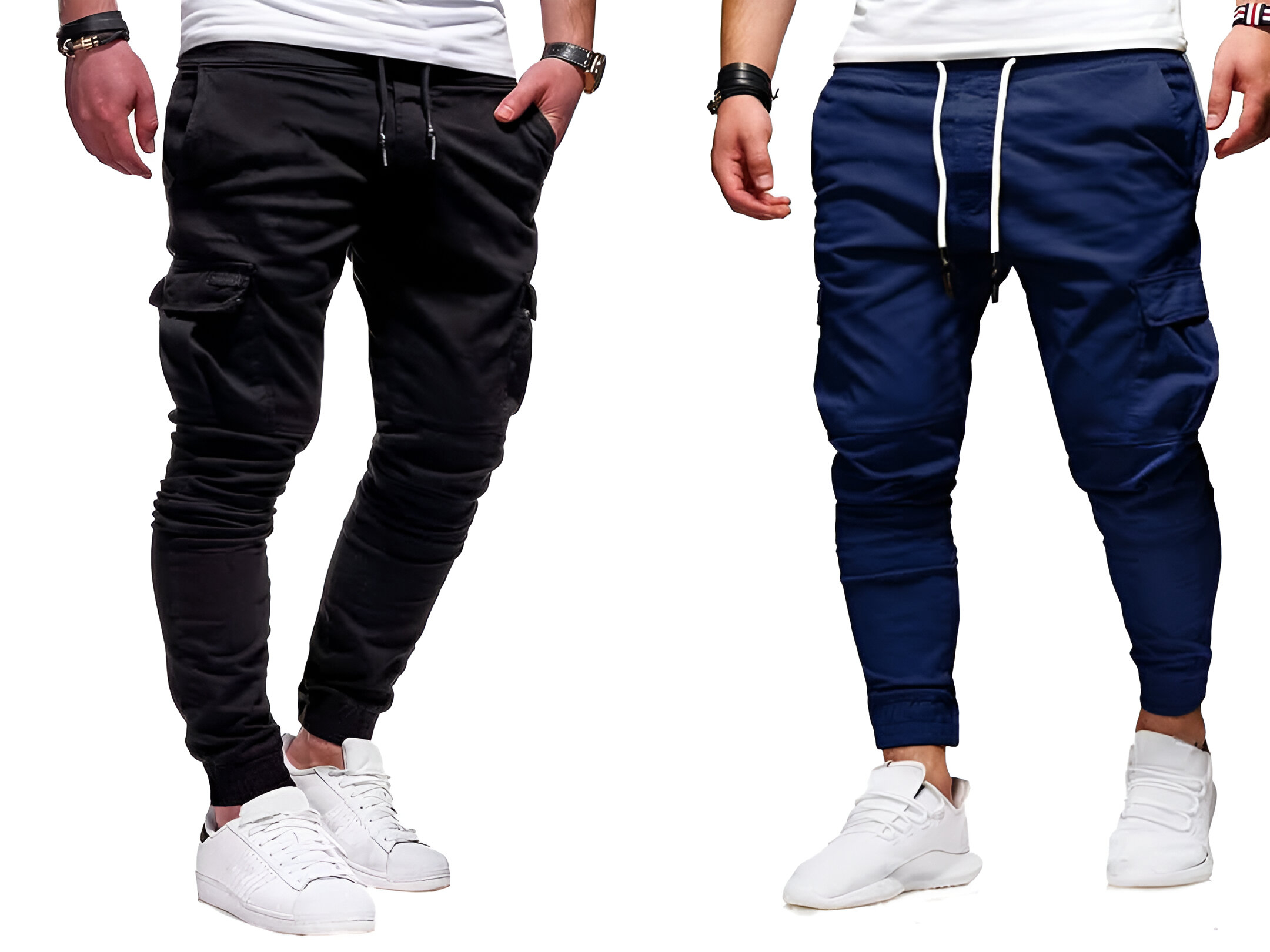 Premium 6 Pocket Cargo Jogger’s Pant For men’s (Combo) – Black and Blue